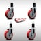 Service Caster 5'' SS Red Poly Wheel Swivel 1-5/8'' Expanding Stem Caster Set, 4PK SCC-SSEX20S514-PPUB-RED-158-4 - alternate 4